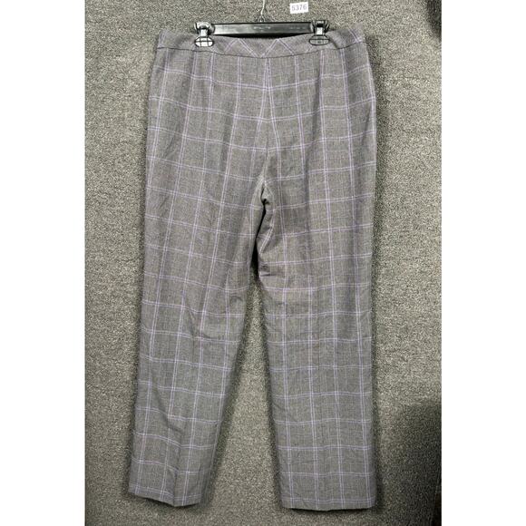 Le Suit Gray Purple Plaid Dress Pants Womens 16 Straight Leg High Rise Casual - Picture 2 of 8